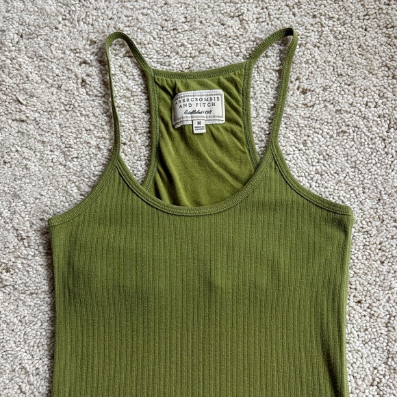 Vintage Abercrombie & Fitch Olive Camisole with Lace Detail - Picture 5 of 7